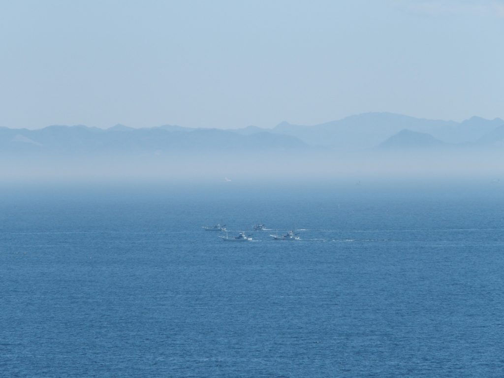 海、霧、房総の山