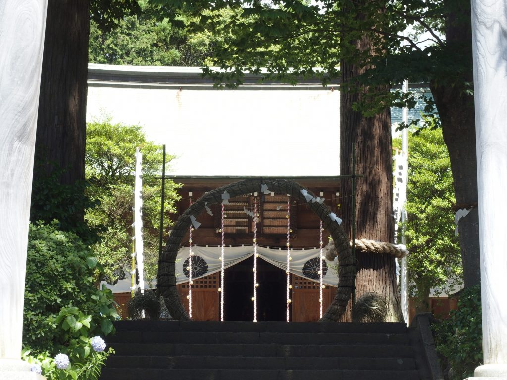 日々多神社の鳥居越しに