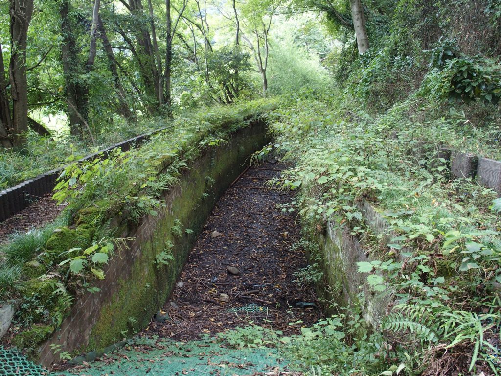 沈殿池跡にはレンガの建造物が残る