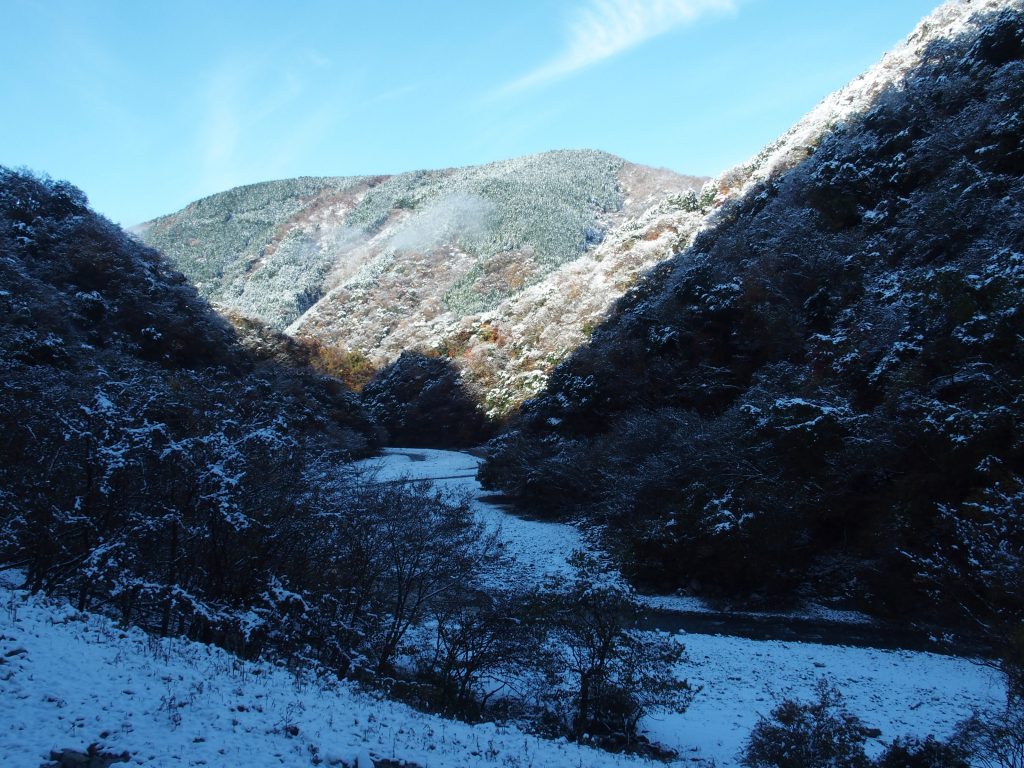 玄倉川の河原にも雪が残る