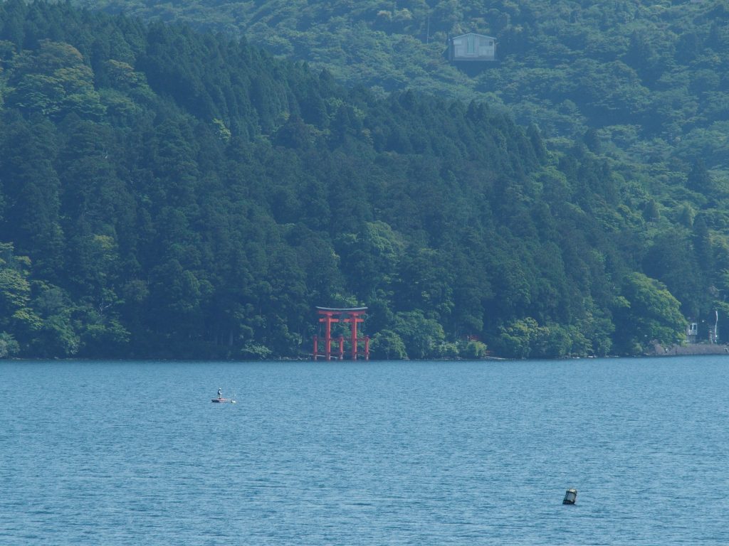 鳥居を対岸から